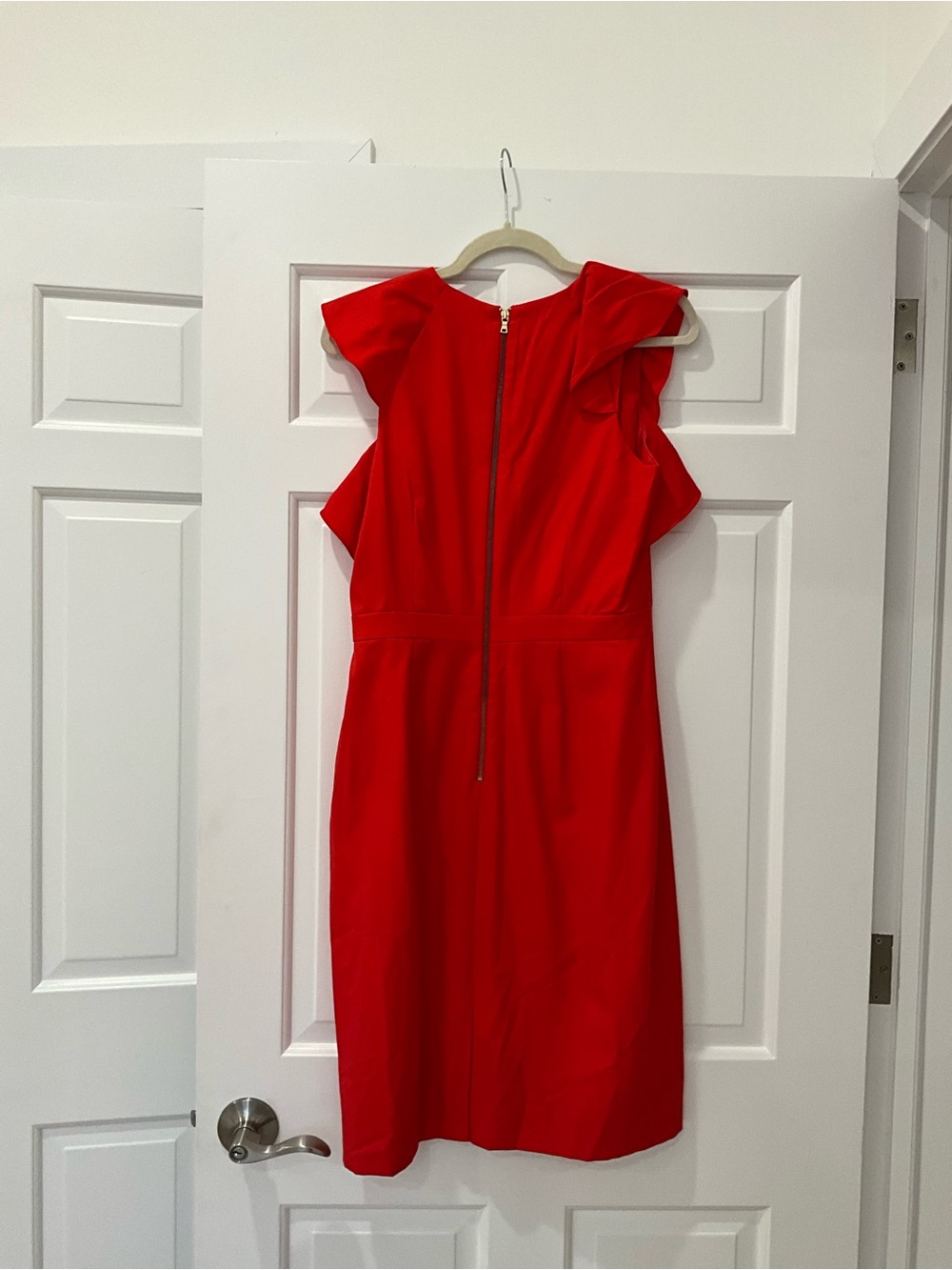 J. Crew Red Ruffle-Sleeve Midi Dress - Picture 3 of 3